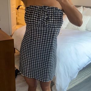 Blue and white patterned summer dress